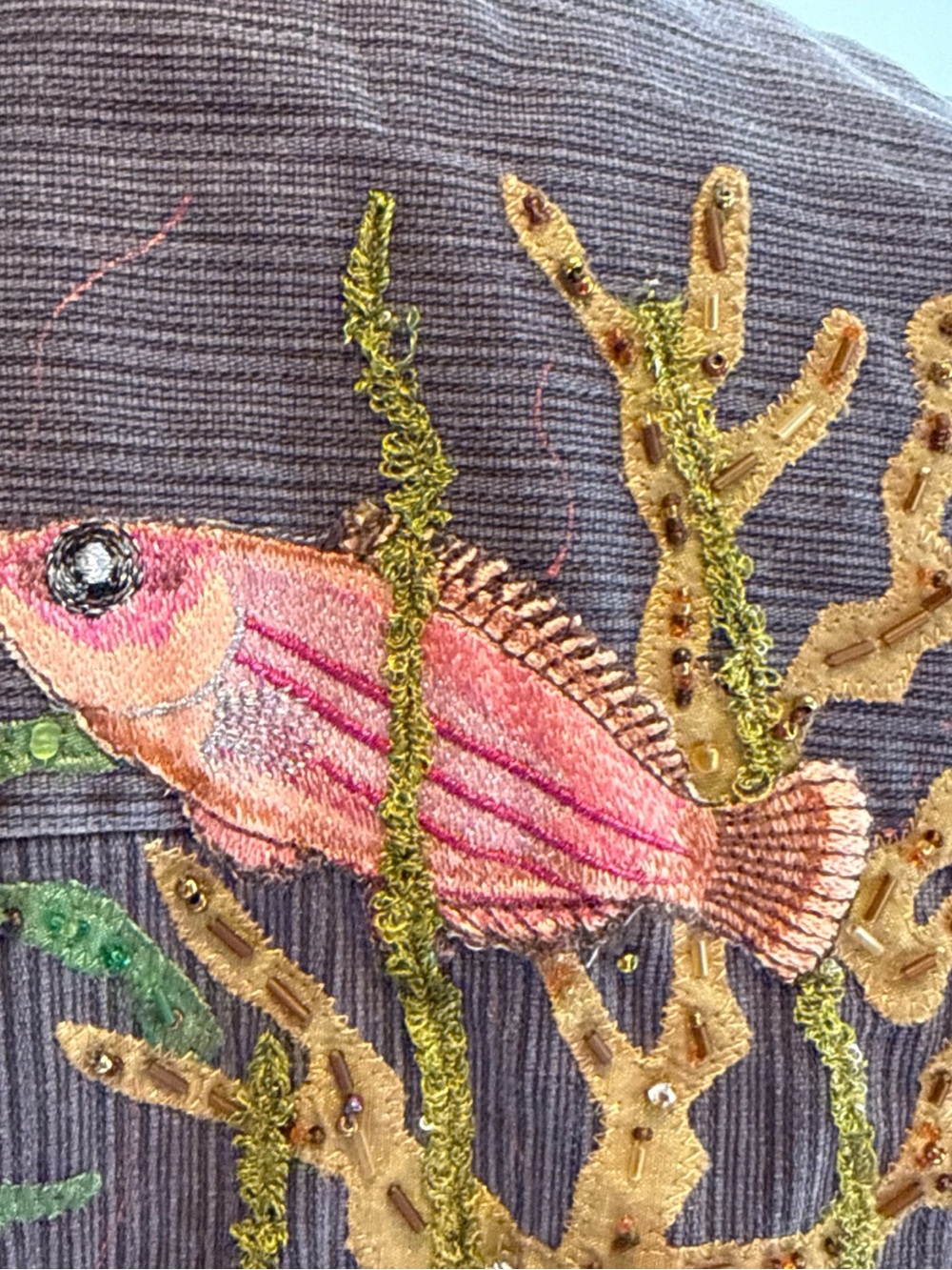 St. John's Bay Brown Jacket with Embroidered Fish vintage embellished pretty - Picture 8 of 12